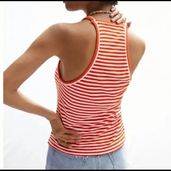 Anthropologie I Maeve V-Neck Tank Red Stripe - Picture 3 of 7